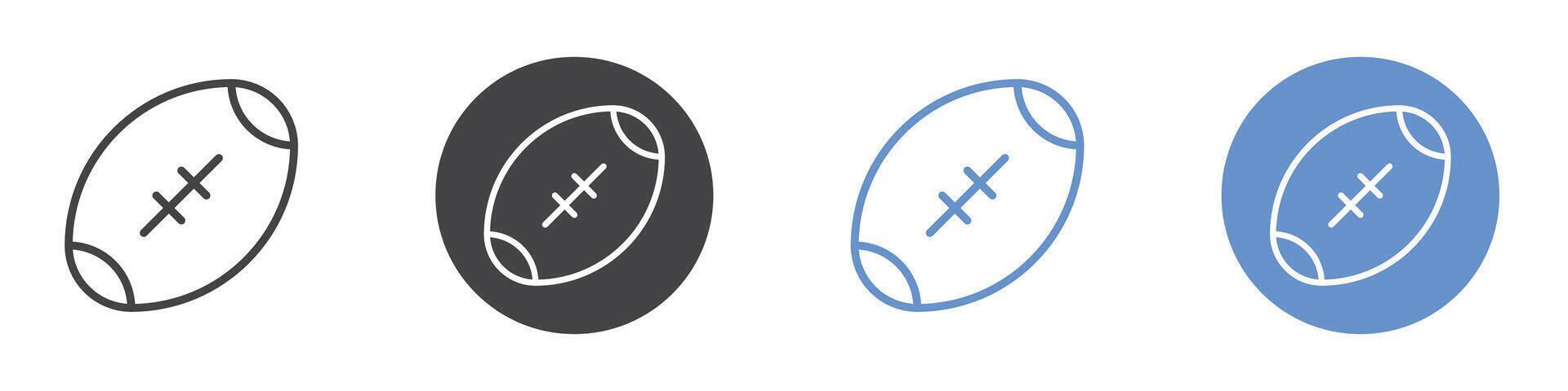 American football icon Flat set in black and white color vector