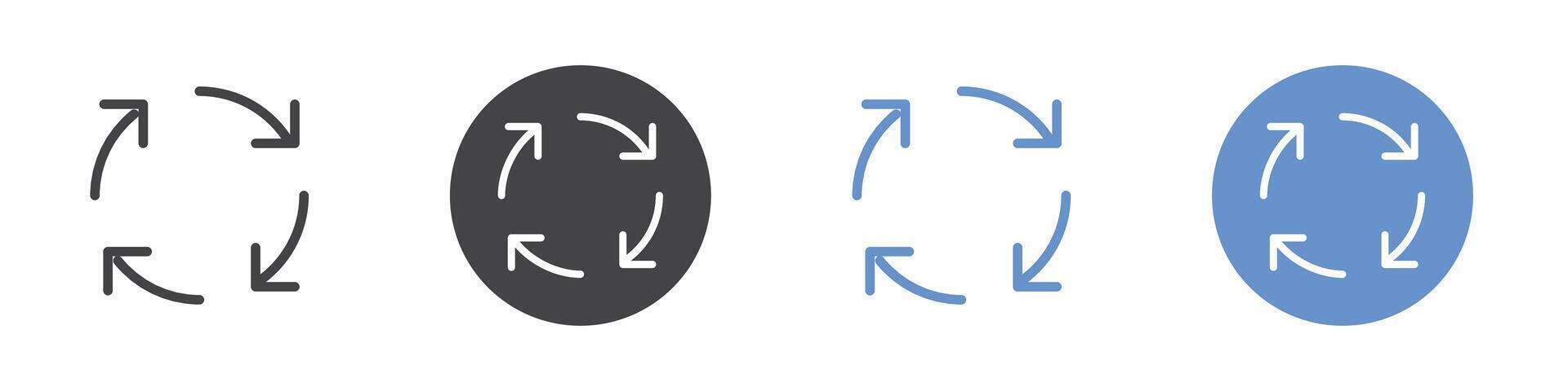 Refresh icon Flat set in black and white color vector