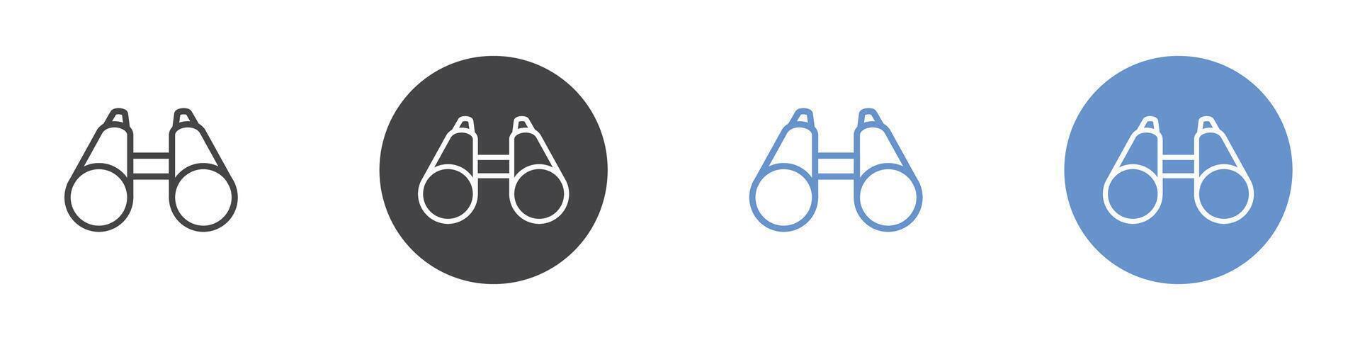 Binoculars icon Flat set in black and white color vector