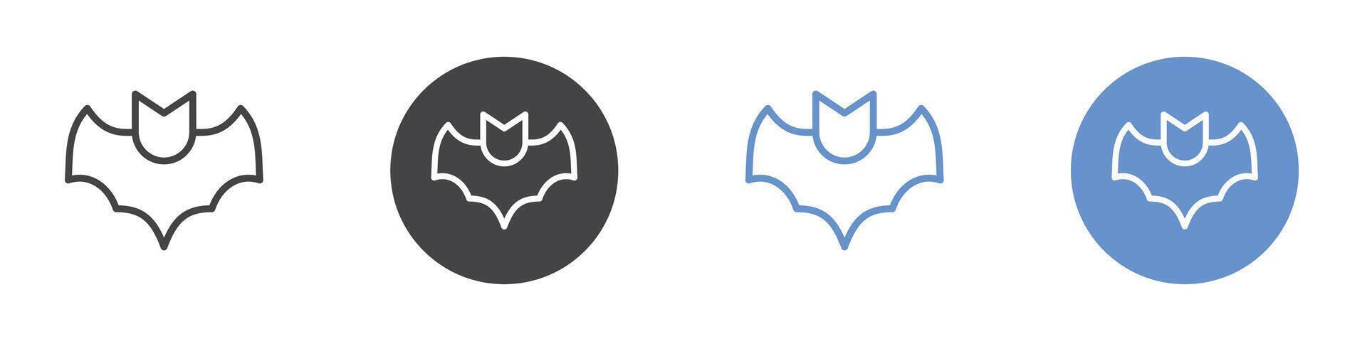 Bat icon Flat set in black and white color vector