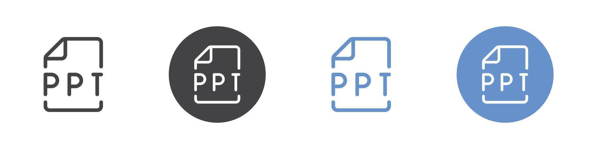 PPT icon Flat set in black and white color vector