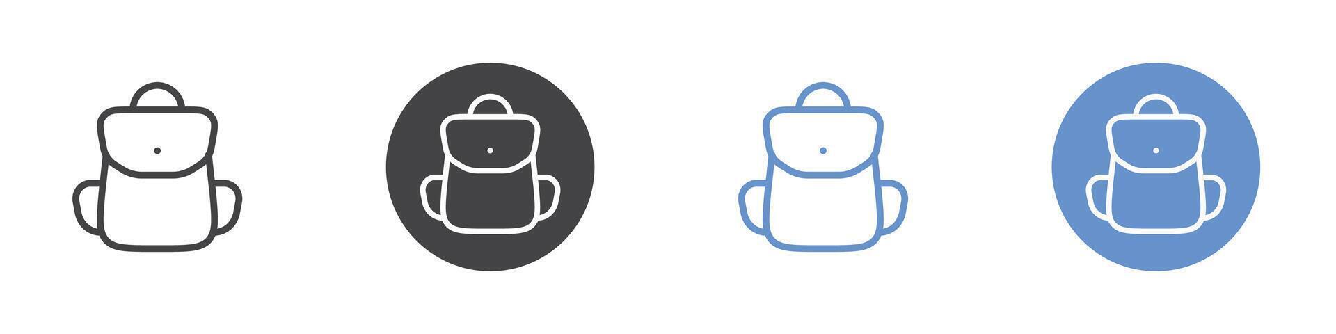 Backpack icon Flat set in black and white color vector