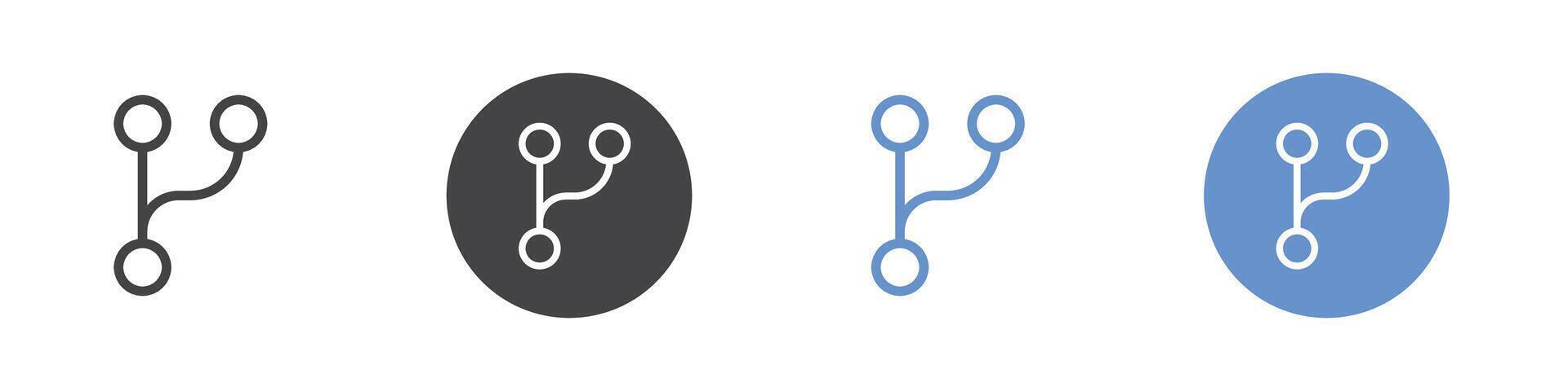 Code branch icon Flat set in black and white color vector