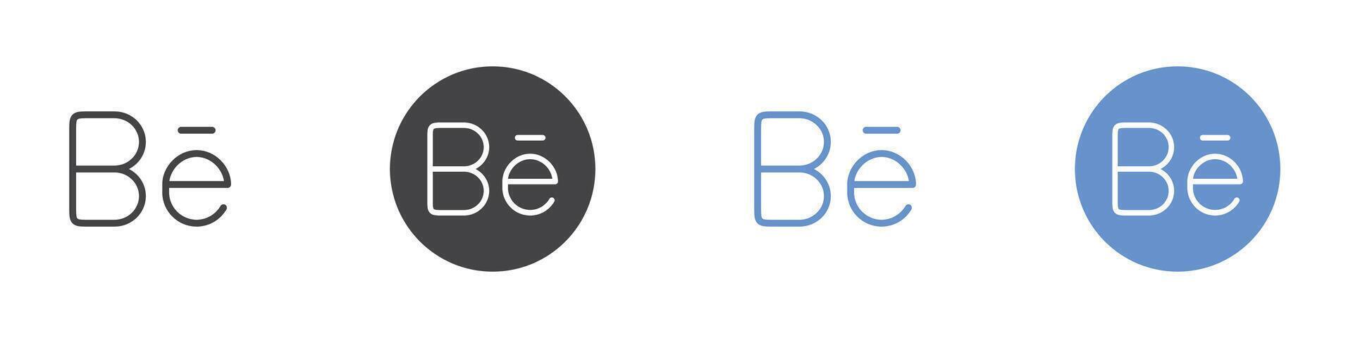 Behance icon Flat set in black and white color vector