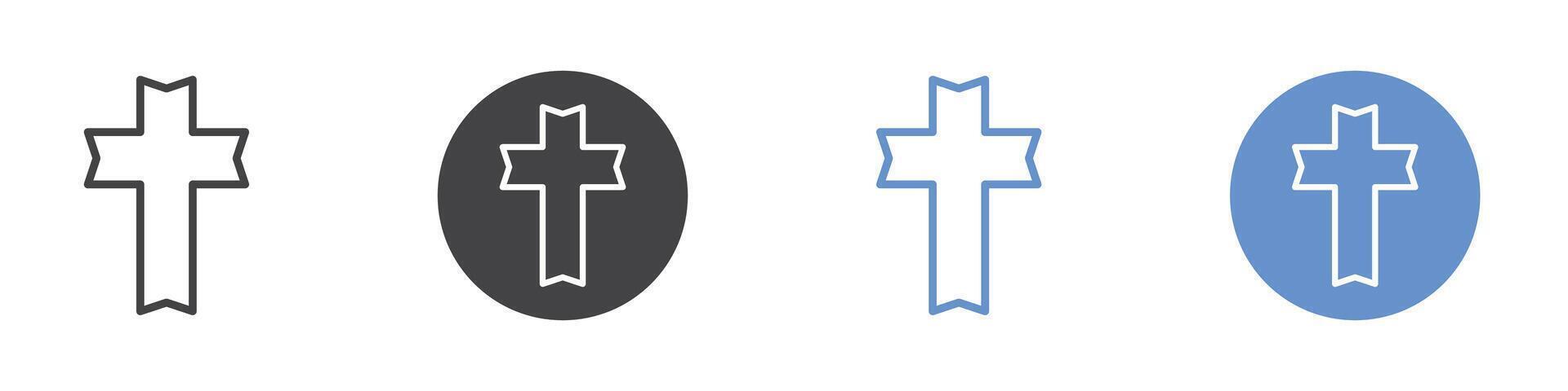 Christanity sign icon Flat set in black and white color vector