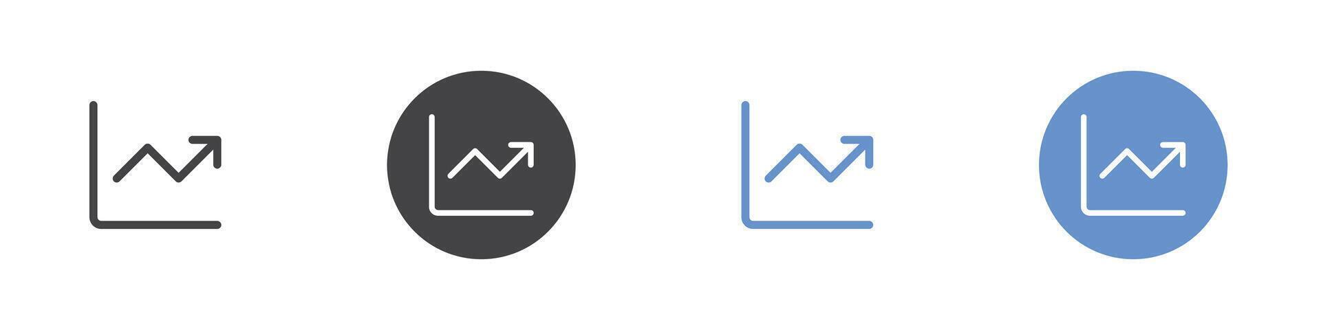 Profit chart icon Flat set in black and white color vector