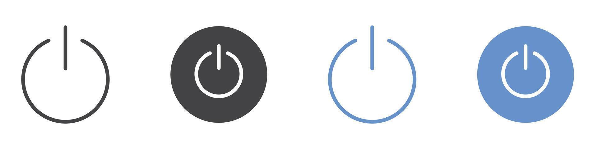 Power icon Flat set in black and white color vector