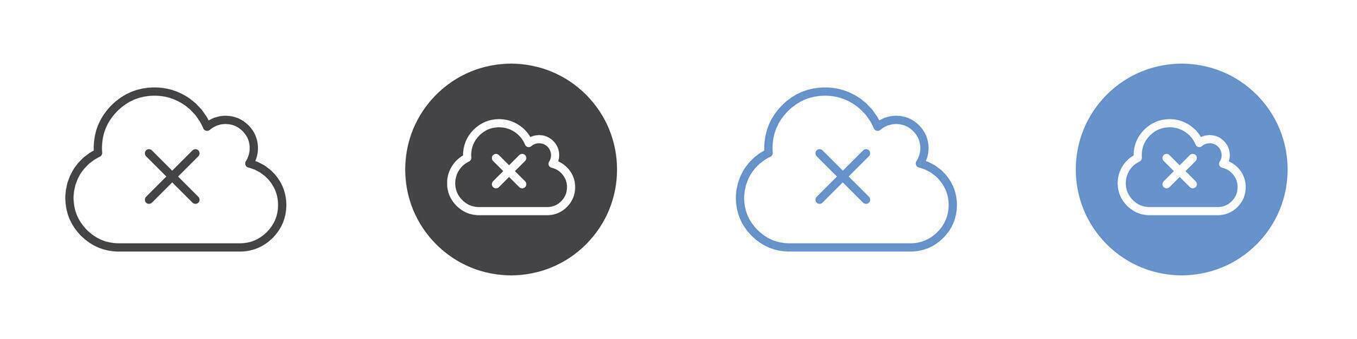Cloud off icon Flat set in black and white color vector