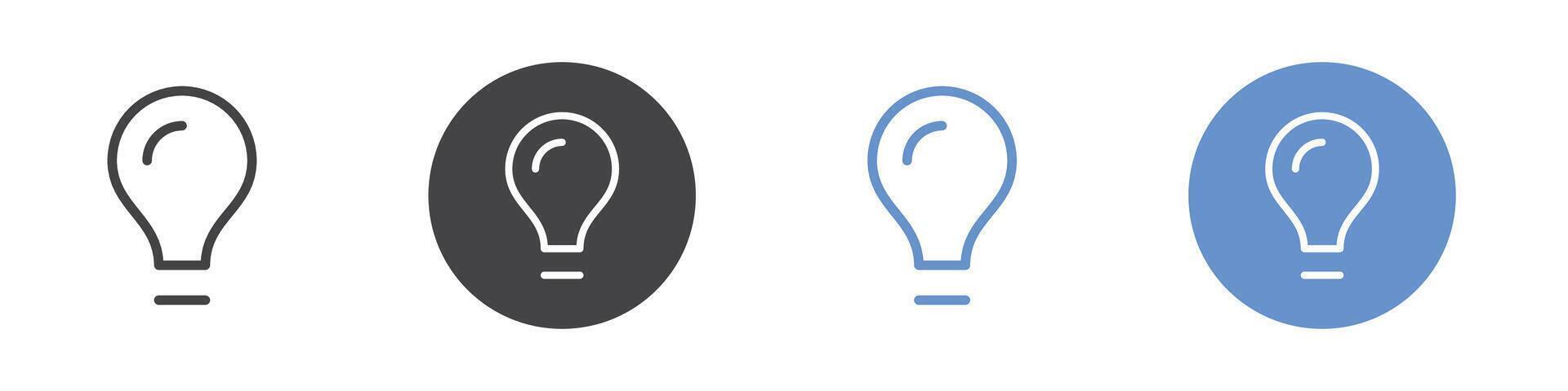 Bulb icon Flat set in black and white color vector