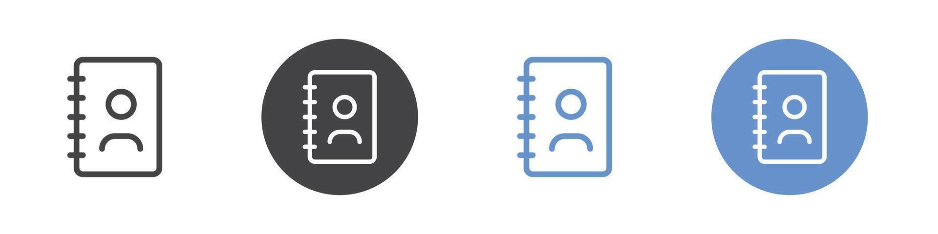 Contacts icon Flat set in black and white color vector