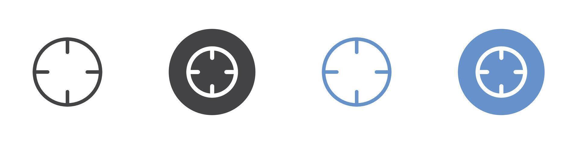 Crosshair Target icon Flat set in black and white color vector