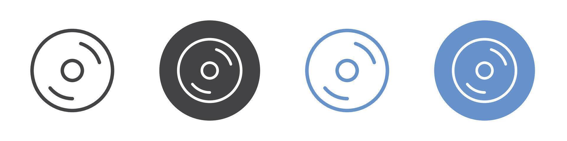 CD icon Flat set in black and white color vector
