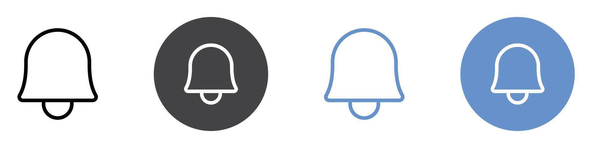notification bell icon Flat set in black and white color vector