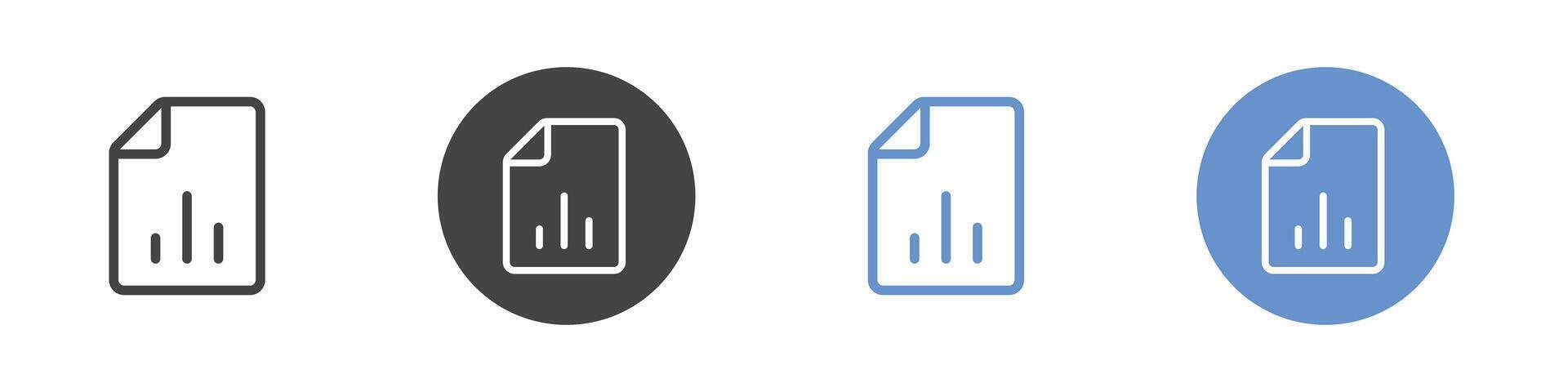 File chart icon Flat set in black and white color vector