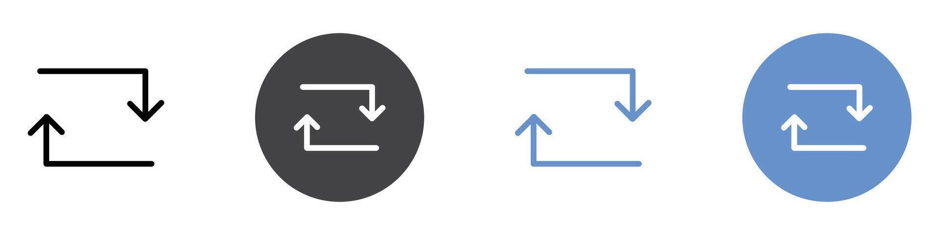 refresh icon Flat set in black and white color vector