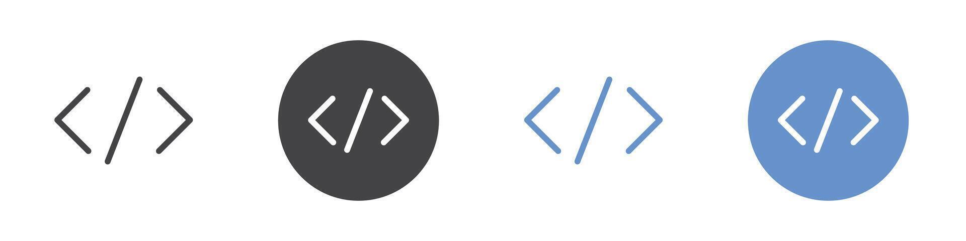 Coding icon Flat set in black and white color vector
