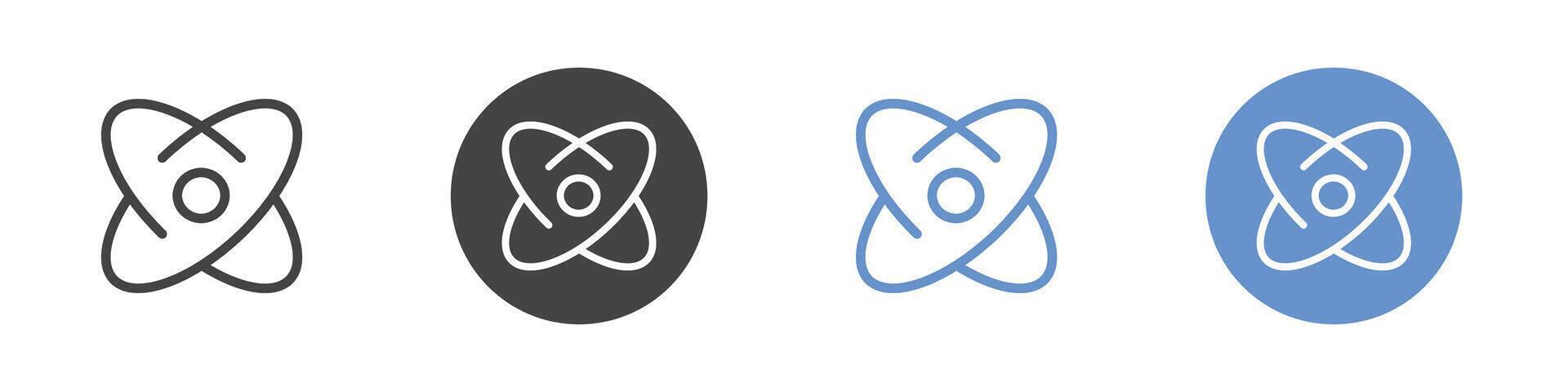 Atom icon Flat set in black and white color vector