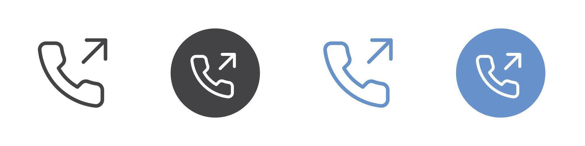 Outgoing phone call Flat set in black and white color vector