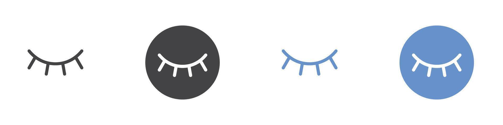 Closed eye icon Flat set in black and white color vector