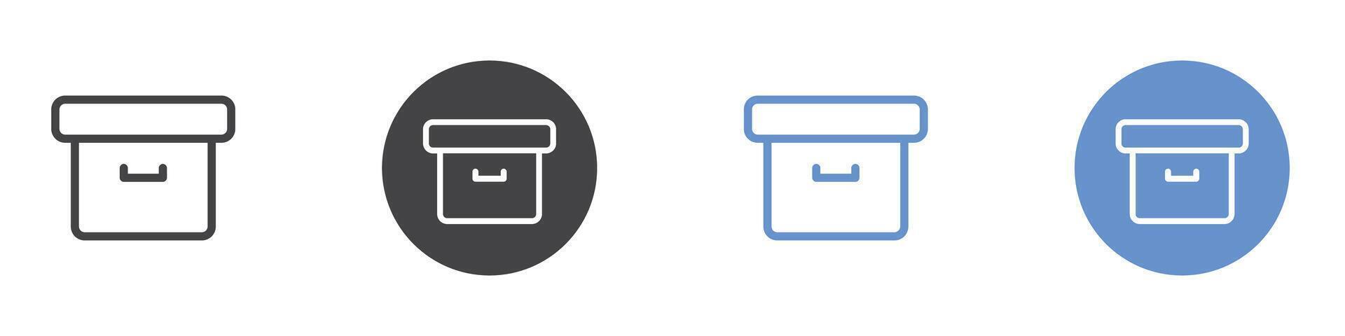 Archieve icon Flat set in black and white color vector