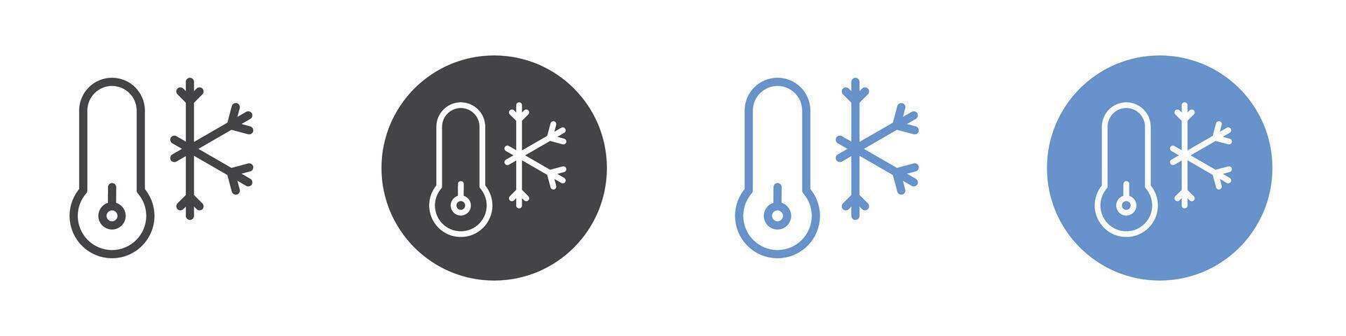 Cold temperature icon Flat set in black and white color vector