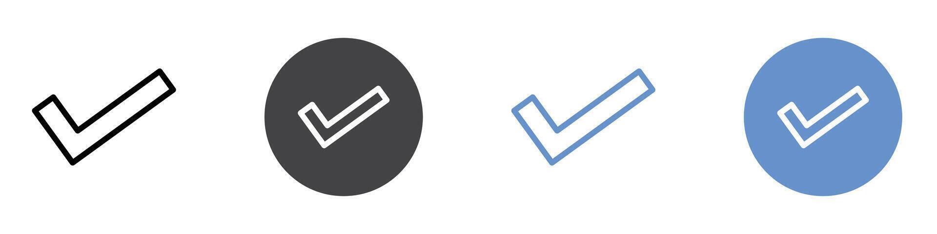 check icon Flat set in black and white color vector