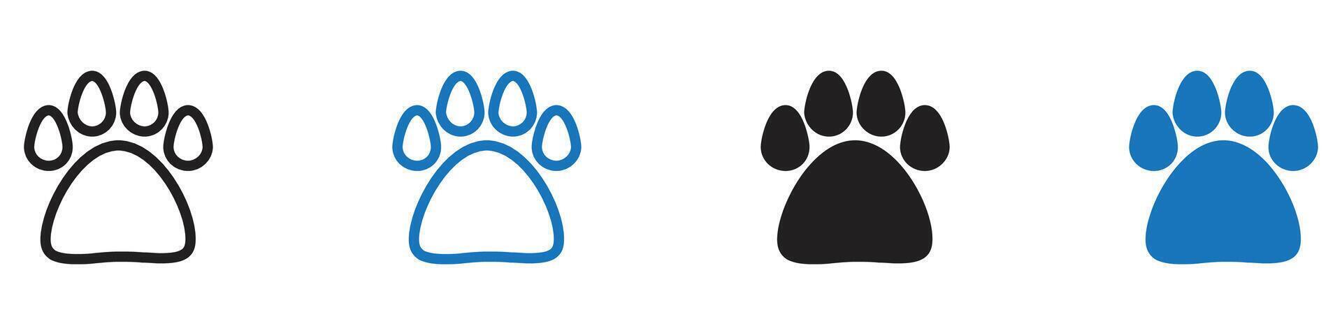 Paw icon set outline vector