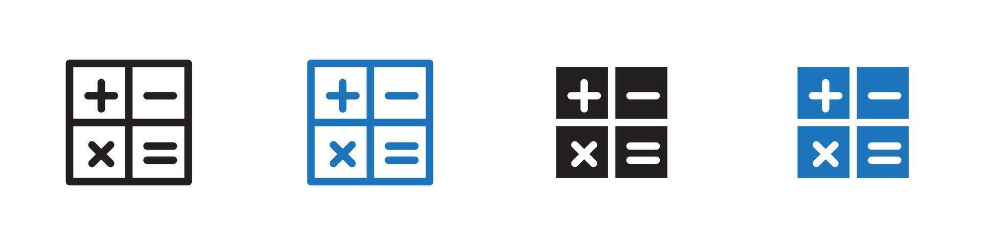 Calculator icon set outline vector