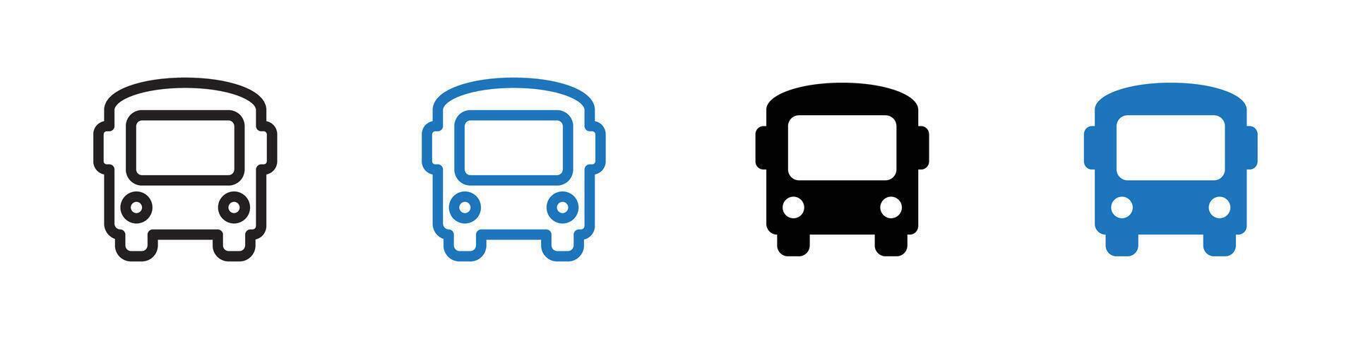 Bus icon set outline vector