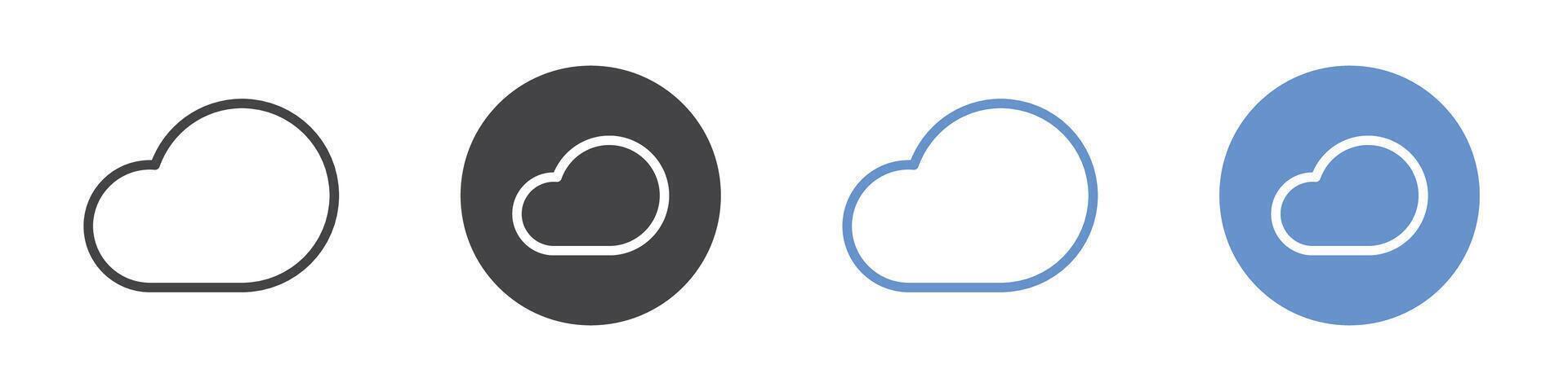 Cloud icon Flat set in black and white color vector