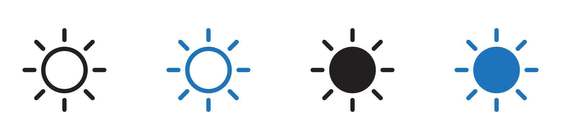 Sun icon set outline vector