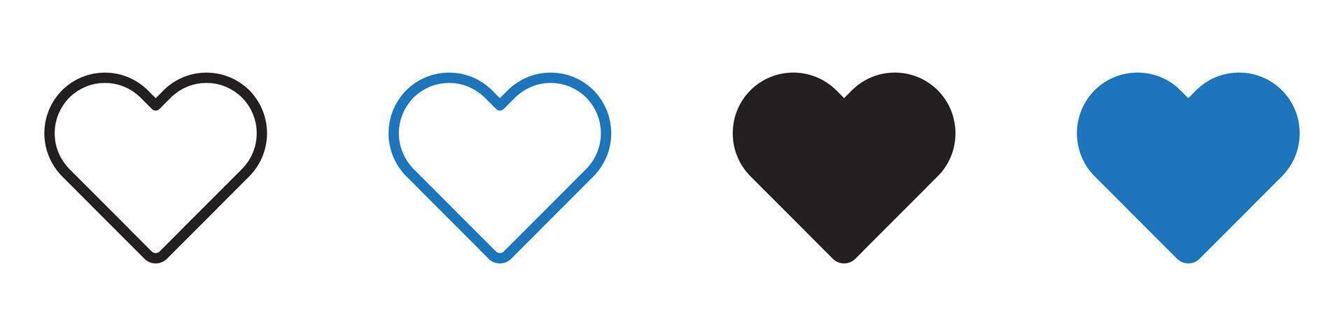 Love icon set outline vector