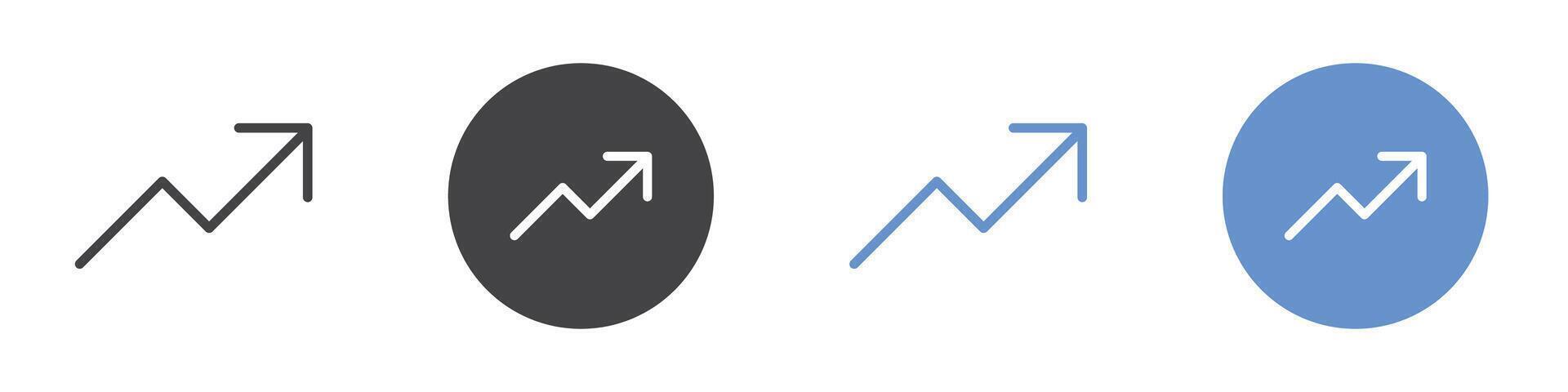 Arrow increase icon Flat set in black and white color vector