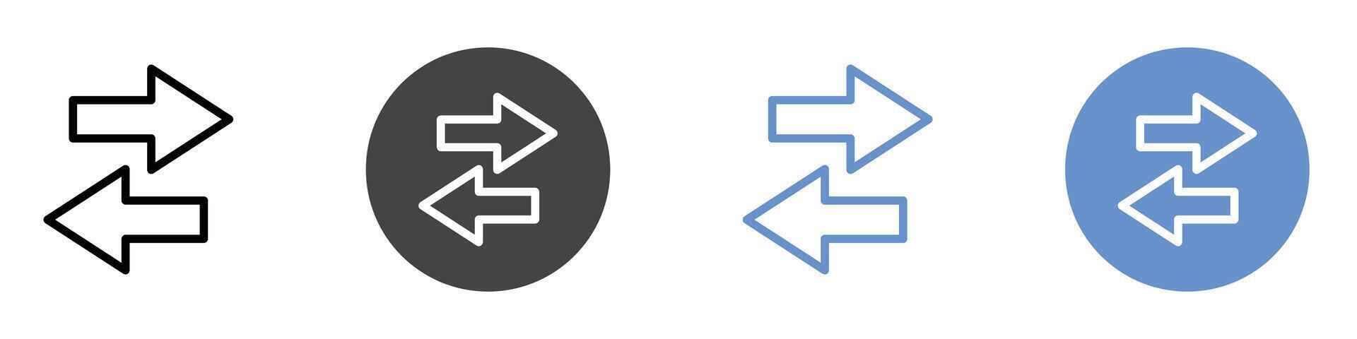 arrows data transfer icon Flat set in black and white color vector