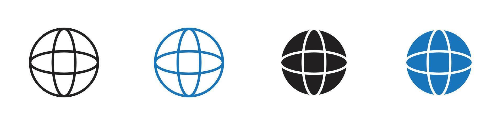 Globe icon set outline vector
