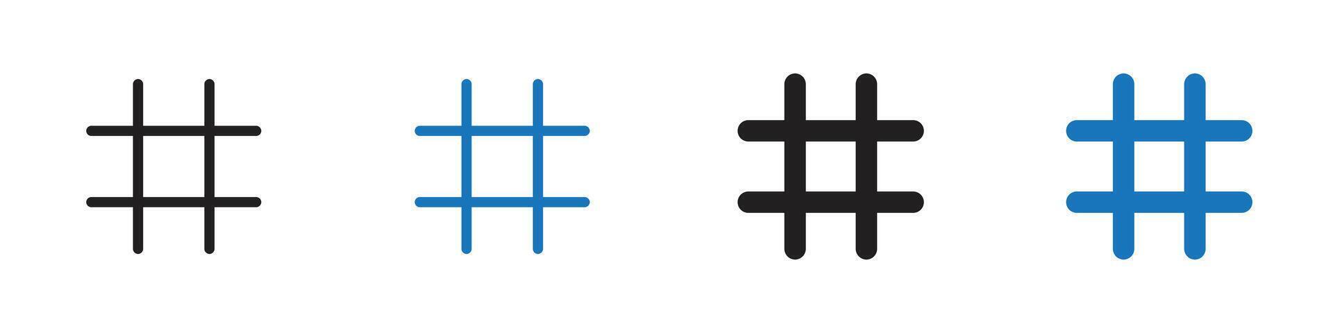 Hashtag icon set outline vector