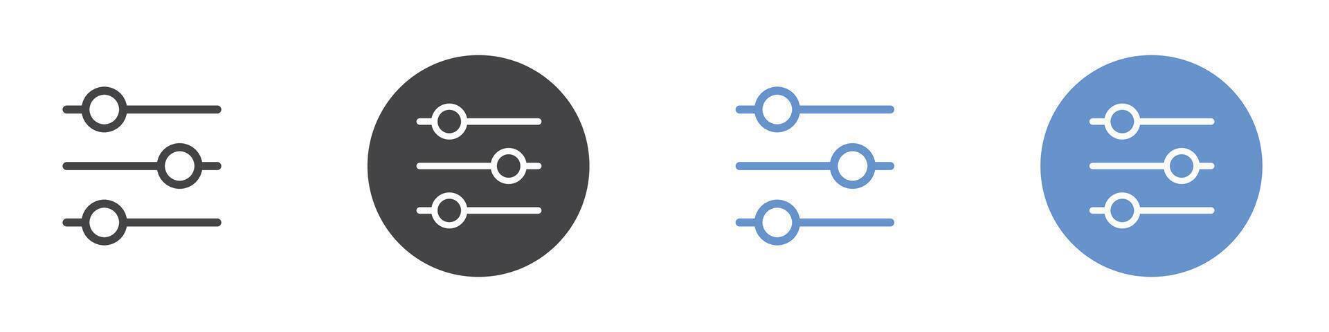 Adjustments icon Flat set in black and white color vector
