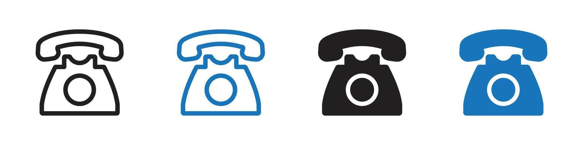 Telephone icon set outline vector