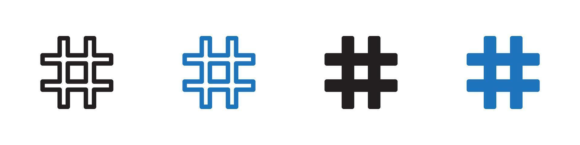 hashtag icon set outline vector