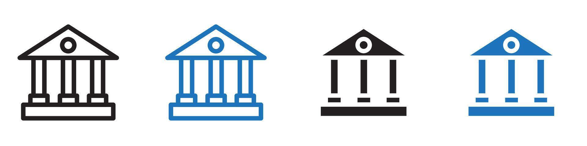 bank icon set outline vector