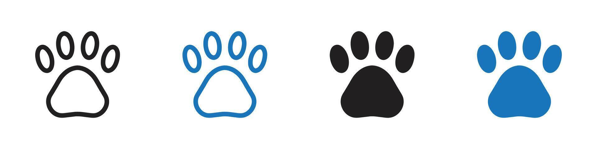 Paw icon set outline vector