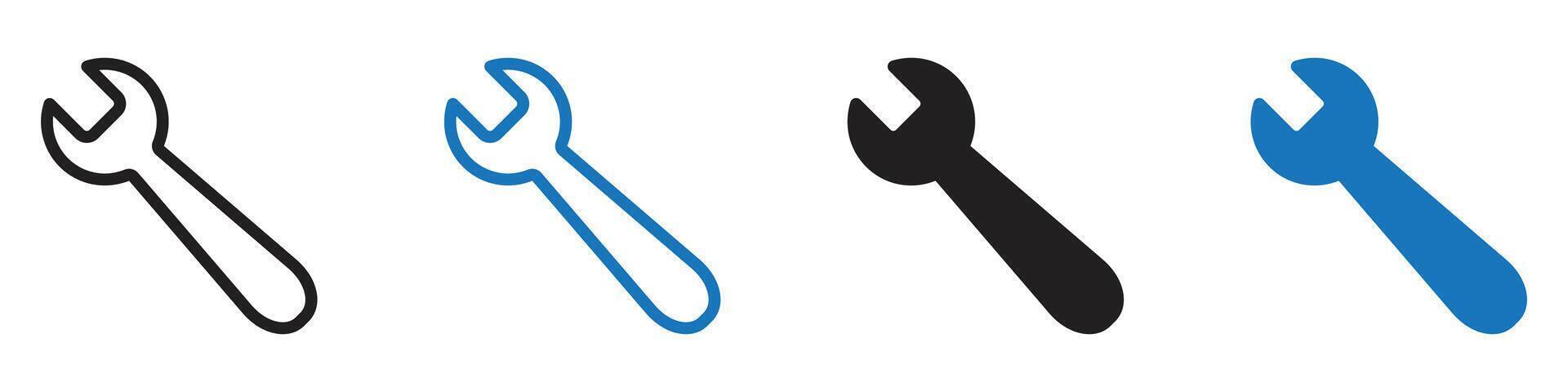 Wrench icon set outline vector