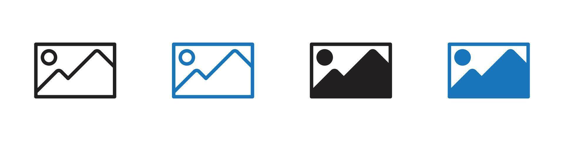 Picture icon set outline vector
