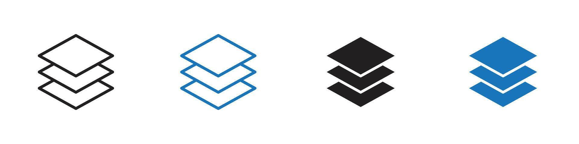 Layers icon set outline vector