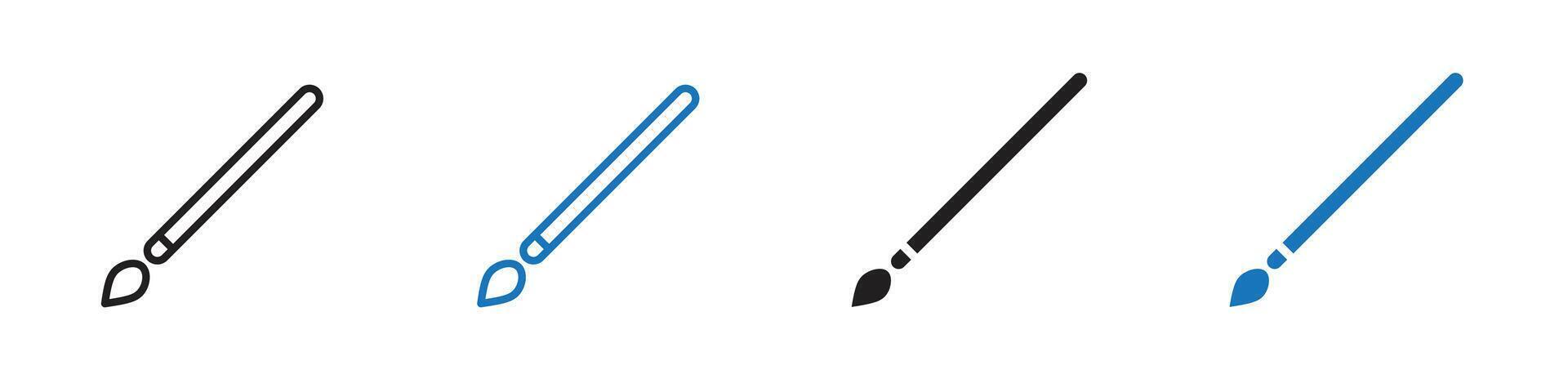 Paint brush icon set outline vector