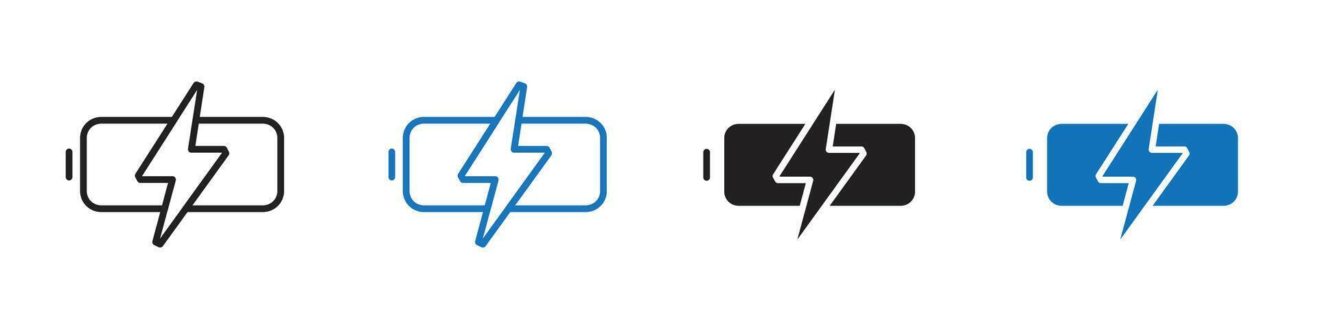 Battery icon set outline vector