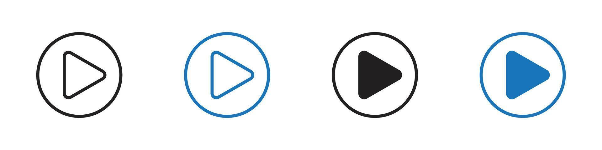 Play icon set outline vector