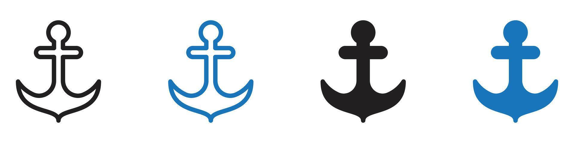 Anchor icon set outline vector