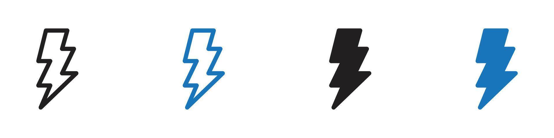 Lightening bolt set outline vector