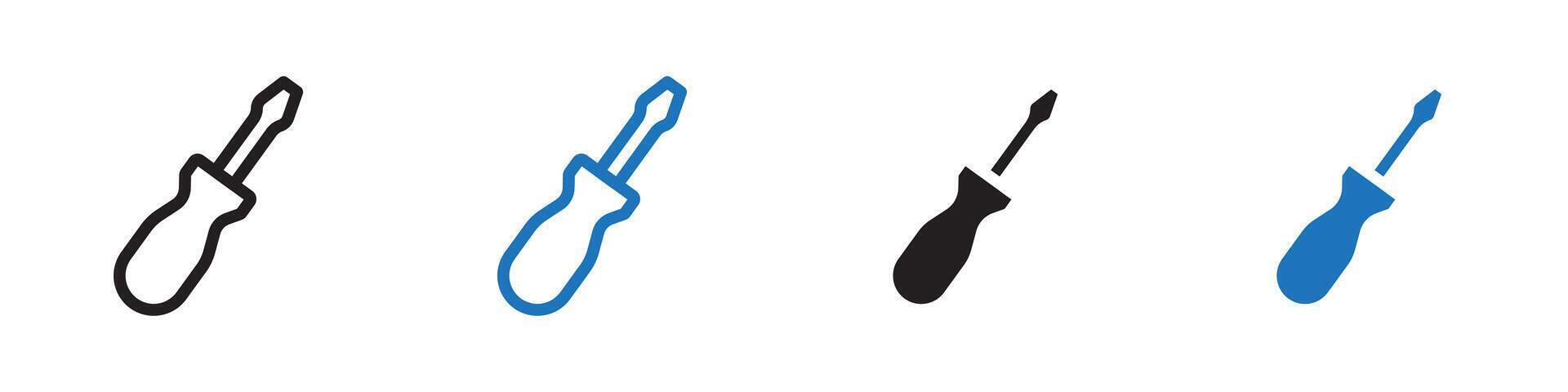 screw diver set outline vector
